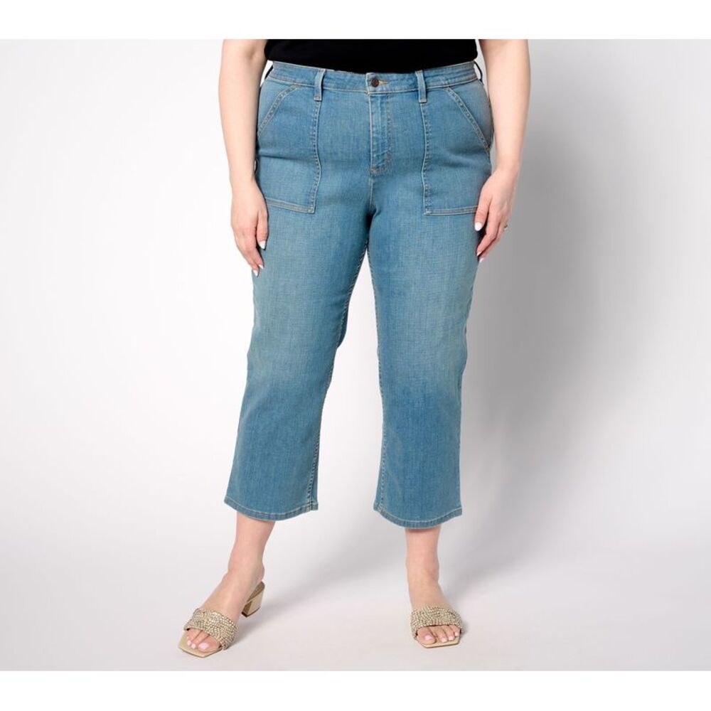 Wacoal Women's Pants Sz 10 Denim & Co. Canyon Retreat Carpenter Jean Blue